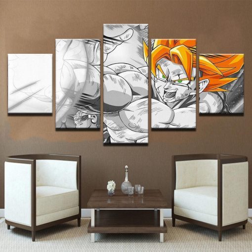 23494-NF Dragon Ball Songoku Super Saiyan Anime - 5 Panel Canvas Art Wall Decor