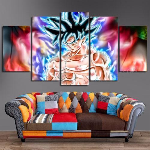 22752-NF Dragon Ball Ultra Instinct Goku Anime - 5 Panel Canvas Art Wall Decor