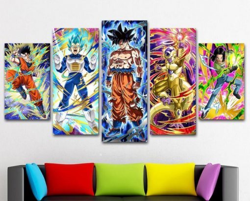 22448-NF Dragon Ball Z Characters Cartoon Anime - 5 Panel Canvas Art Wall Decor