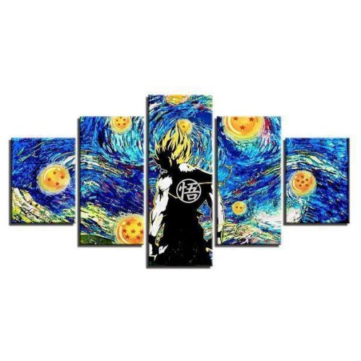 22997-NF Dragon Ball Z On Starry Sky Cartoon - 5 Panel Canvas Art Wall Decor