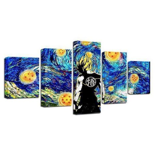 22997-NF Dragon Ball Z On Starry Sky Cartoon - 5 Panel Canvas Art Wall Decor