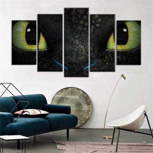 22449-NF Dragon Toothless Cartoon - 5 Panel Canvas Art Wall Decor