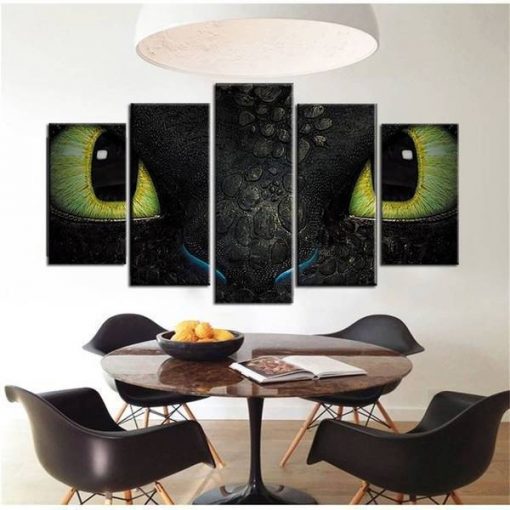 22449-NF Dragon Toothless Cartoon - 5 Panel Canvas Art Wall Decor