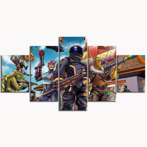 22416-NF Draw Comic Fortnite Gaming - 5 Panel Canvas Art Wall Decor