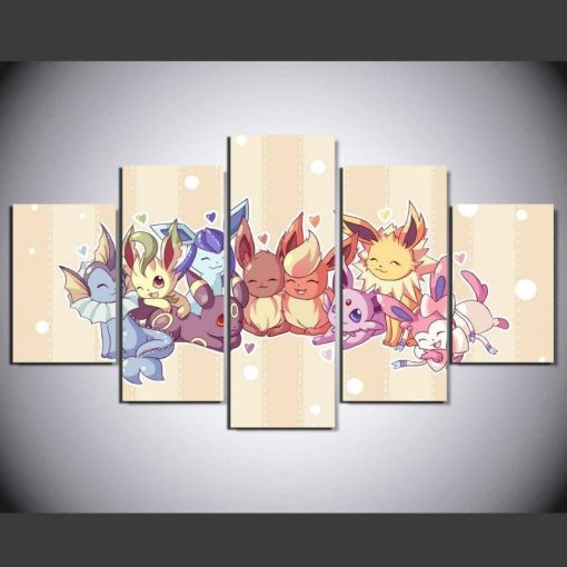 22439-NF Pokemon Eevee Evolutions Anime - 5 Panel Canvas Art Wall Decor