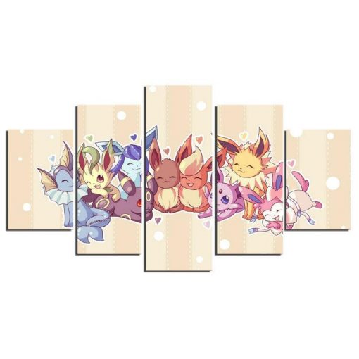 22439-NF Pokemon Eevee Evolutions Anime - 5 Panel Canvas Art Wall Decor