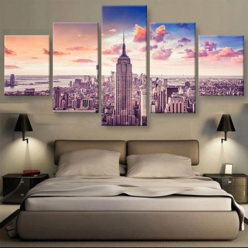 23484-NF Empire State Building - 5 Panel Canvas Art Wall Decor
