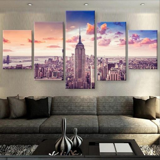 23484-NF Empire State Building - 5 Panel Canvas Art Wall Decor