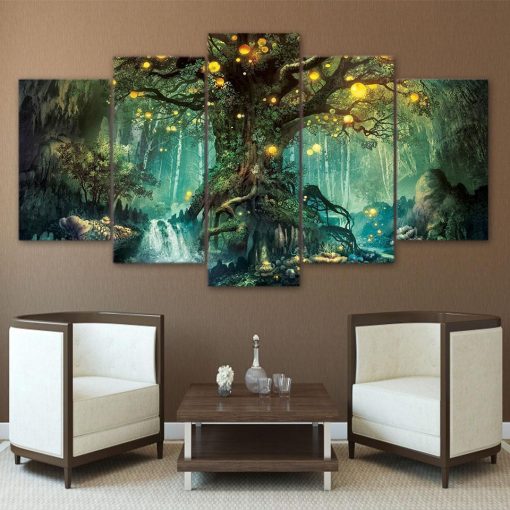 23486-NF Enchanted Tree Scenery Nature - 5 Panel Canvas Art Wall Decor