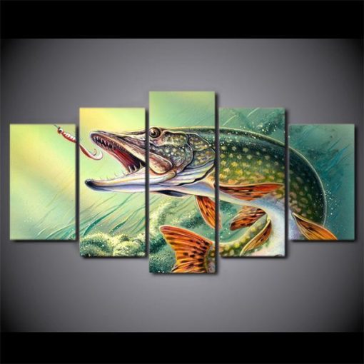 23477-NF Fishing Abstract - 5 Panel Canvas Art Wall Decor