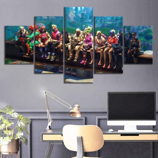 22276-NF Fortnite Game Characters Poster Gaming - 5 Panel Canvas Art Wall Decor