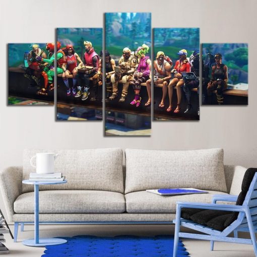 22276-NF Fortnite Game Characters Poster Gaming - 5 Panel Canvas Art Wall Decor