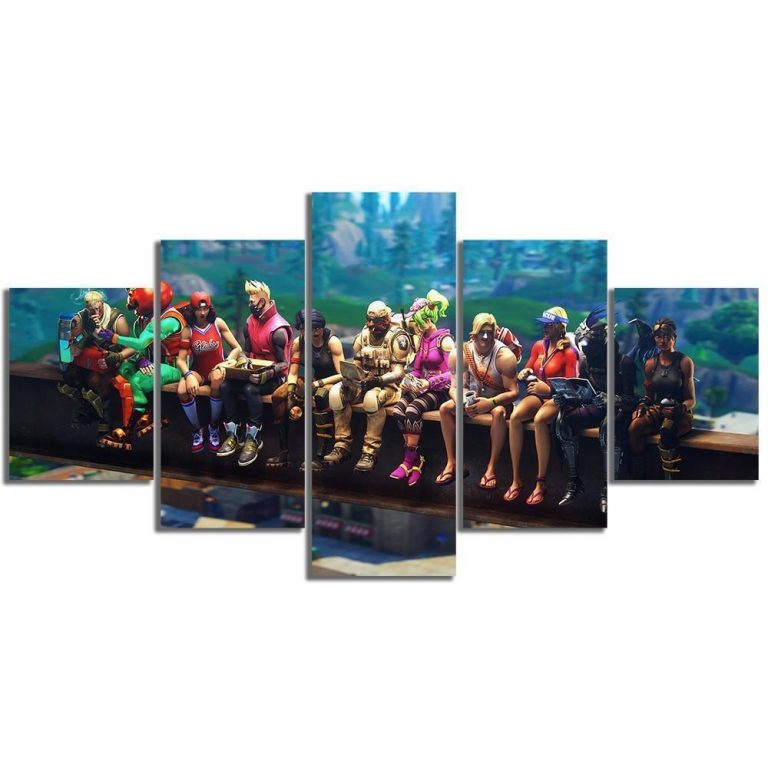 Fortnite Game Characters Poster Gaming – 5 Panel Canvas Art Wall Decor ...