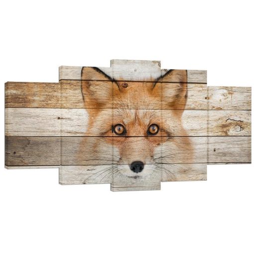 23458-NF Fox Head Painting Animal - 5 Panel Canvas Art Wall Decor