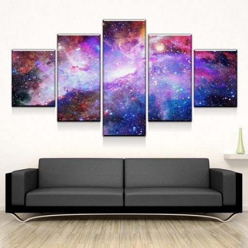 23461-NF Galaxy Nebula Space - 5 Panel Canvas Art Wall Decor