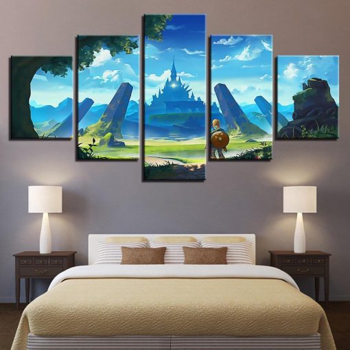 23459-NF Game Characters Landscape Legend Of Zelda Gaming - 5 Panel Canvas Art Wall Decor
