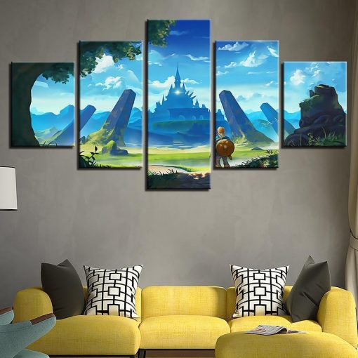 23459-NF Game Characters Landscape Legend Of Zelda Gaming - 5 Panel Canvas Art Wall Decor