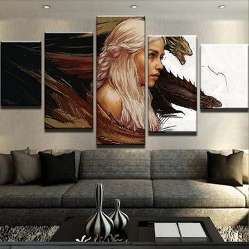 23472-NF Game Of Thrones Queen Daenerys Movie - 5 Panel Canvas Art Wall Decor