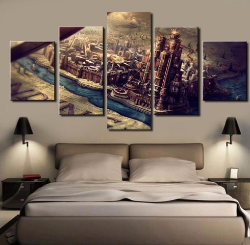23468-NF Game Of Thrones Westeros Map Kings Landing Movie - 5 Panel Canvas Art Wall Decor