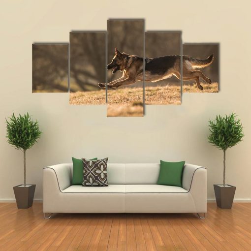 22447-NF German Shepherd Dog Animal - 5 Panel Canvas Art Wall Decor