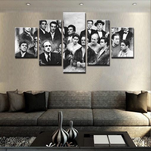 22990-NF Godfather Gangster Movie - 5 Panel Canvas Art Wall Decor