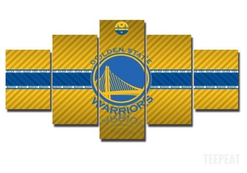 22503-NF Golden State Warrior Logo Basketball - 5 Panel Canvas Art Wall Decor