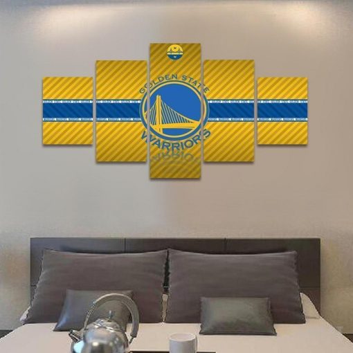 22503-NF Golden State Warrior Logo Basketball - 5 Panel Canvas Art Wall Decor