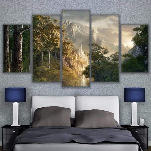 22502-NF Gondor Castle Lord Of The Rings Movie - 5 Panel Canvas Art Wall Decor