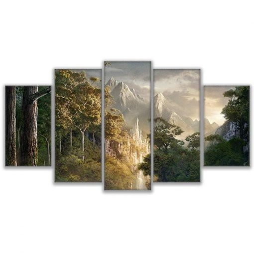 22502-NF Gondor Castle Lord Of The Rings Movie - 5 Panel Canvas Art Wall Decor