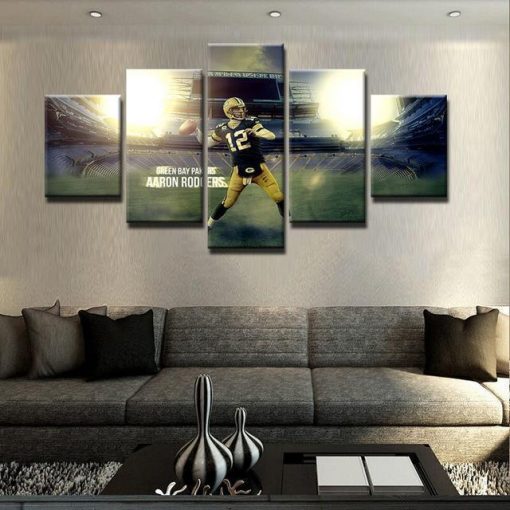 23454-NF Green Bay Packers Aaron Rodgers Star - 5 Panel Canvas Art Wall Decor