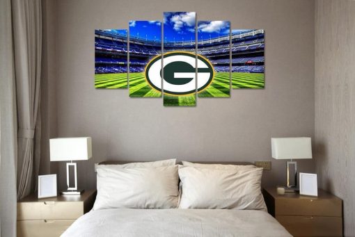23438-NF Green Bay Packers Stadium Logo Football - 5 Panel Canvas Art Wall Decor