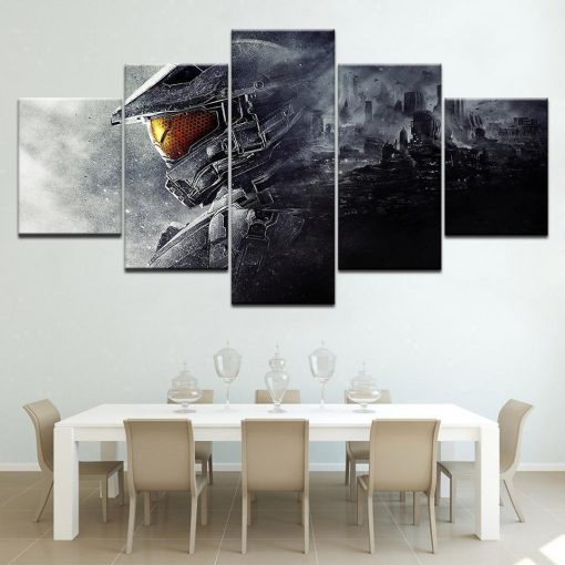 22589-NF Halo: The Master Chief John-117 Poster 1 Gaming - 5 Panel Canvas Art Wall Decor