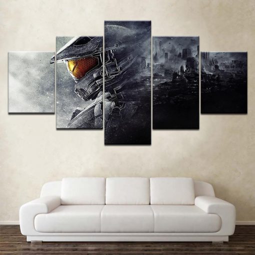 22589-NF Halo: The Master Chief John-117 Poster 1 Gaming - 5 Panel Canvas Art Wall Decor