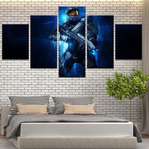 22742-NF Halo: The Master Chief John-117 Poster 3 Gaming - 5 Panel Canvas Art Wall Decor