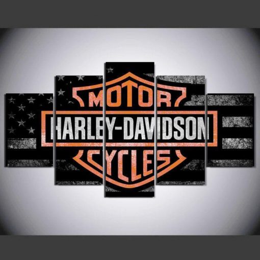 22412-NF Harley Davidson motorcycles Car & Motor - 5 Panel Canvas Art Wall Decor