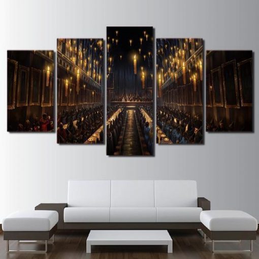 22323-NF Harry Potter Hogwarts Great Hall Movie - 5 Panel Canvas Art Wall Decor