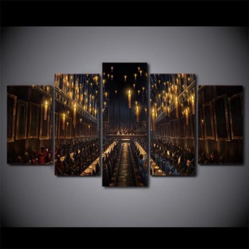 22323-NF Harry Potter Hogwarts Great Hall Movie - 5 Panel Canvas Art Wall Decor