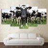 23444-NF Herd Of Cows Saying Hello Animal - 5 Panel Canvas Art Wall Decor