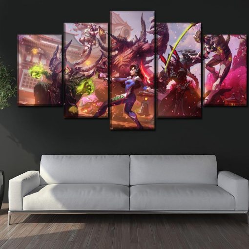 23443-NF Heroes Of The Storm & Overwatch Poster Gaming - 5 Panel Canvas Art Wall Decor