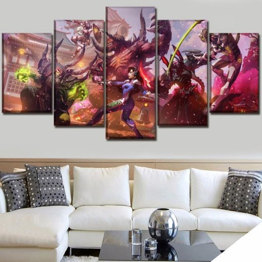 23443-NF Heroes Of The Storm & Overwatch Poster Gaming - 5 Panel Canvas Art Wall Decor