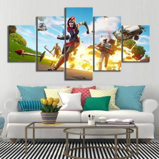 23441-NF High Stakes The Ace and Wild Card Fortnite Gaming - 5 Panel Canvas Art Wall Decor