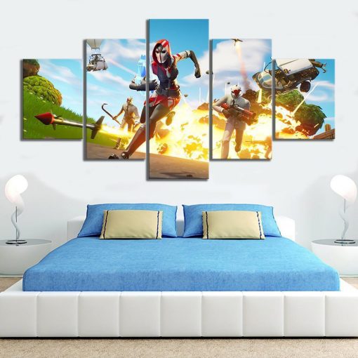 23441-NF High Stakes The Ace and Wild Card Fortnite Gaming - 5 Panel Canvas Art Wall Decor