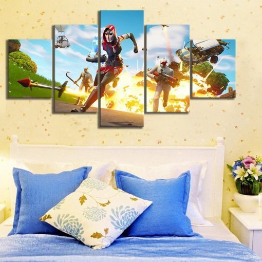 23441-NF High Stakes The Ace and Wild Card Fortnite Gaming - 5 Panel Canvas Art Wall Decor