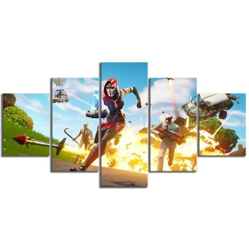 23441-NF High Stakes The Ace and Wild Card Fortnite Gaming - 5 Panel Canvas Art Wall Decor