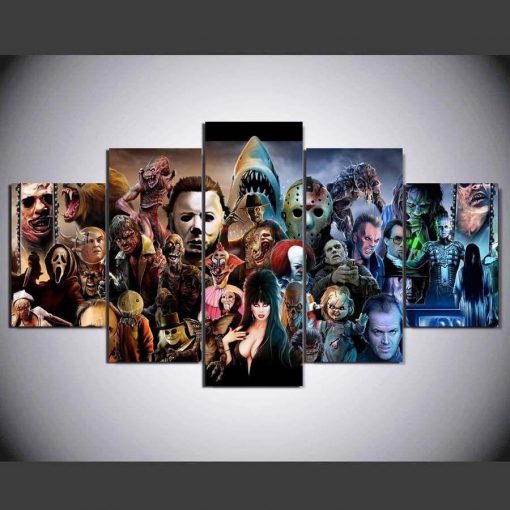 22501-NF Horror Movie Icon Characters Movie - 5 Panel Canvas Art Wall Decor