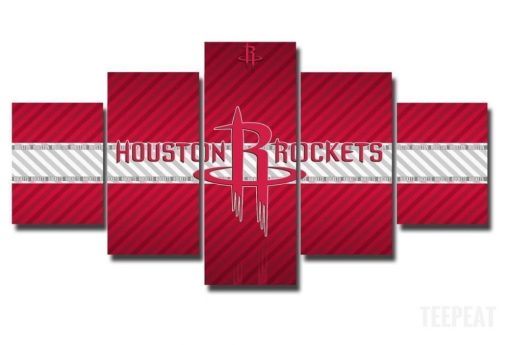 22735-NF Houston Rockets Logo Basketball - 5 Panel Canvas Art Wall Decor