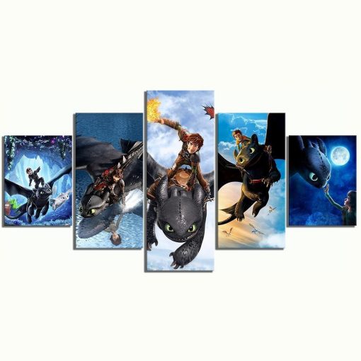 22411-NF How To Train Your Dragon Best Friend Movie - 5 Panel Canvas Art Wall Decor