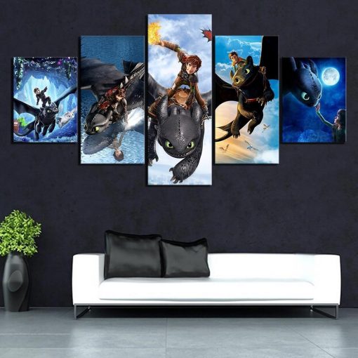 22411-NF How To Train Your Dragon Best Friend Movie - 5 Panel Canvas Art Wall Decor