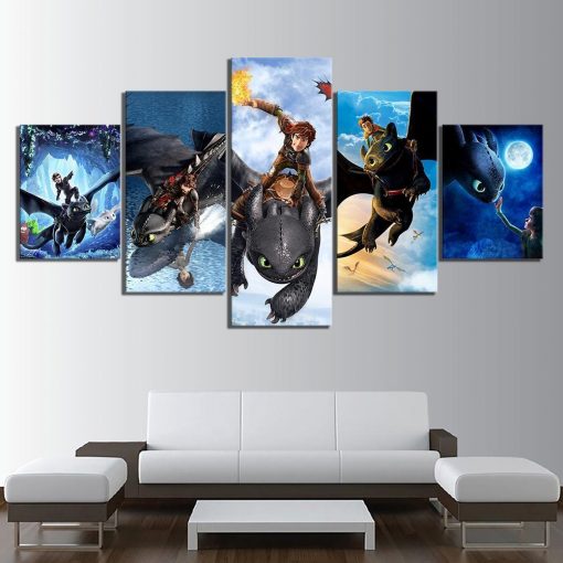 22411-NF How To Train Your Dragon Best Friend Movie - 5 Panel Canvas Art Wall Decor