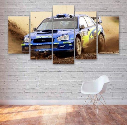 23098-NF Subaru WRX Rally Car - 5 Panel Canvas Art Wall Decor